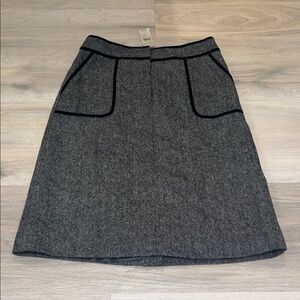 NWT Loft wool blend fully lined tweed A-Line skirt patch pockets ribbon trim